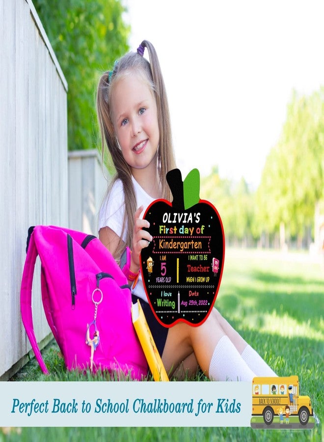 WhatSign First Day of School Sign - Apple Shape 10" X 11" Double Sided Chalkboard Reusable - Back to School Sign for Kids, Girls, Boys - Image 3