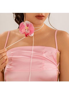 Bohemian Butterfly Orchid Choker Necklace for Women 01 Pink-Neckchain 6464