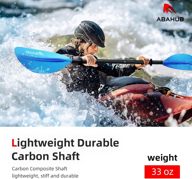 Abahub 1 x Carbon Kayak Paddles, 90.5 Inches Kayaking Oars for Boating, Canoeing with Free Paddle Leash, Carbon Fiber Shaft Black/Blue/Green/Orange/Yellow/White/Red Plastic Blades - Image 2
