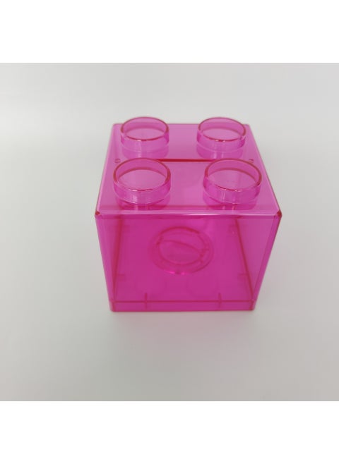 Transparent Brick Coin Bank for Kids Magenta