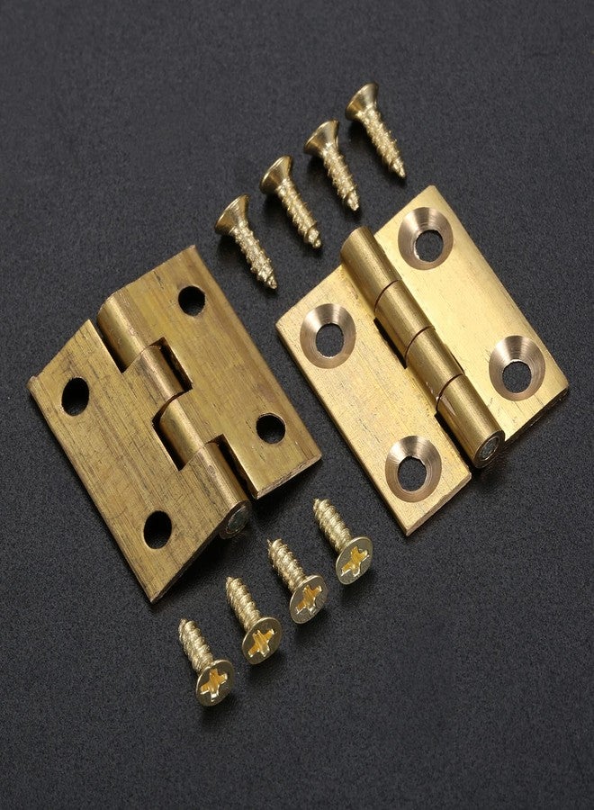 dophee 4Pcs Pure Brass Mini Hinges, Folding Butt Hinges for Drawer Cabinet Cupboard Door Jewelry Box Wooden Case Furniture, 1 Inch - Image 5