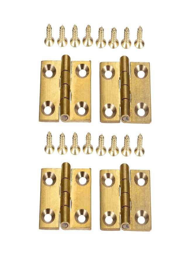 dophee 4Pcs Pure Brass Mini Hinges, Folding Butt Hinges for Drawer Cabinet Cupboard Door Jewelry Box Wooden Case Furniture, 1 Inch - Image 1