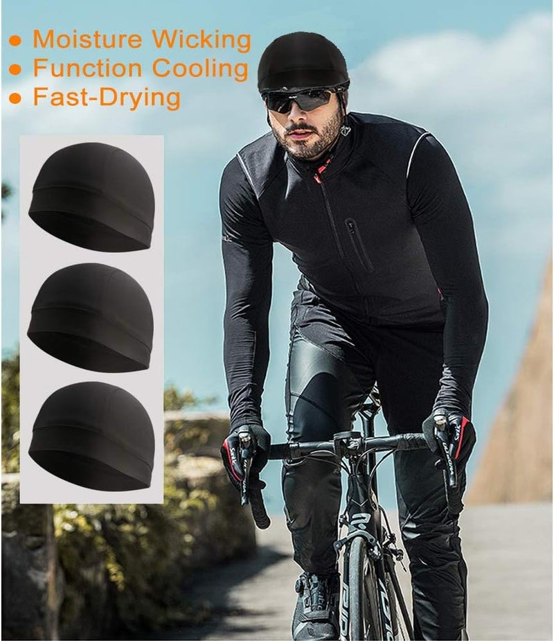 WSHSTS 3 Pack Cooling Skull Cap Helmet Liner Sweat Wicking Cycling Running Hat for Men Women - Image 2