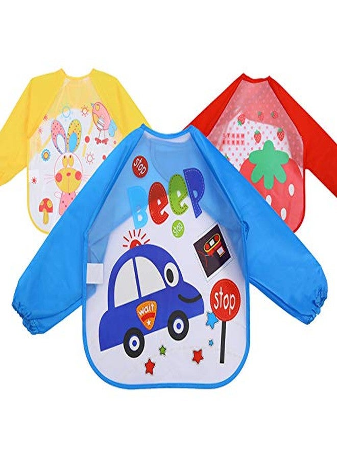 FOK 2 Pc Full Sleeves Washable Waterproof Feeding Bib for Babies and Kids - Random Color - Image 3