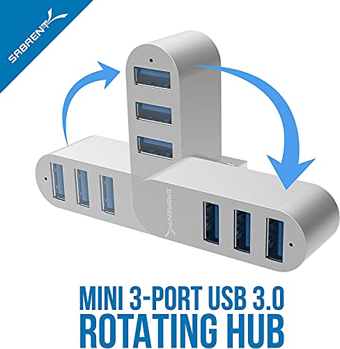 SABRENT Premium 3 Port Aluminum Mini USB 3.0 Hub [90°/180° Degree Rotatable] (HB-R3MC) - Image 4