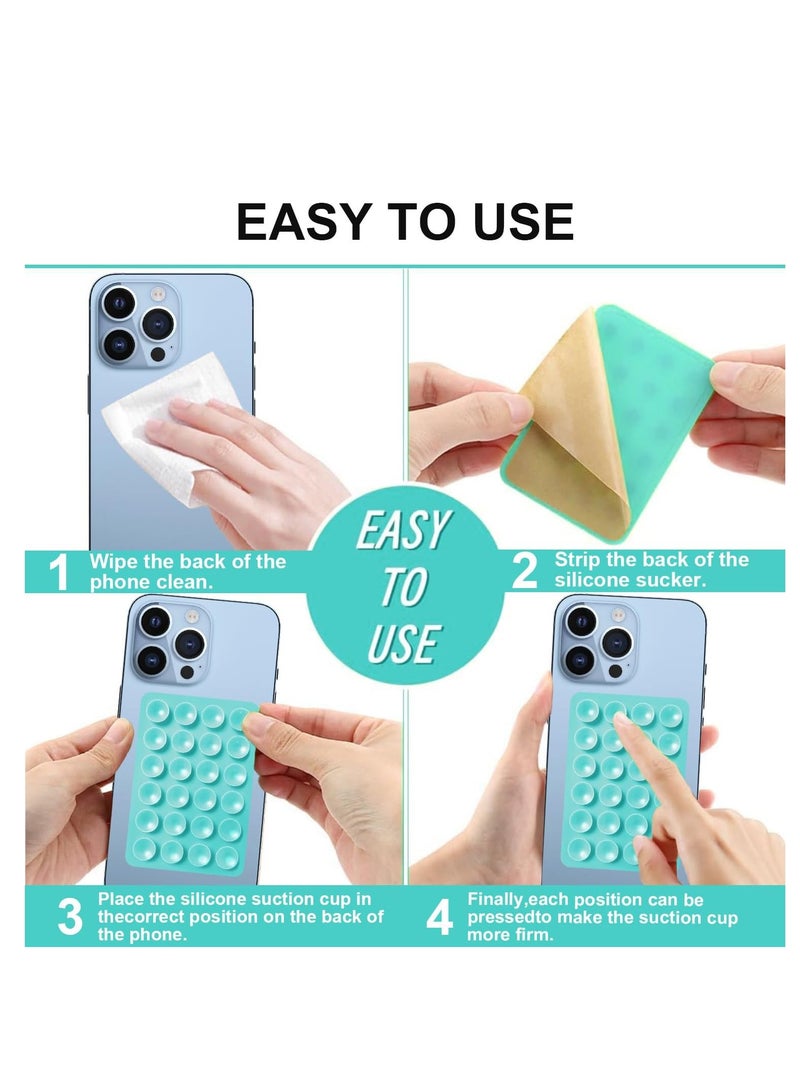 VIUAUAX 6 Pcs Suction Phone Case Mount, Silicone Adhesive Mobile Phone Accessory Holder, Fidget Toy Hands-Free Mirror Shower Holder, Sticky Grip for Tiktok Videos and Selfies (6 Colors) - Image 4