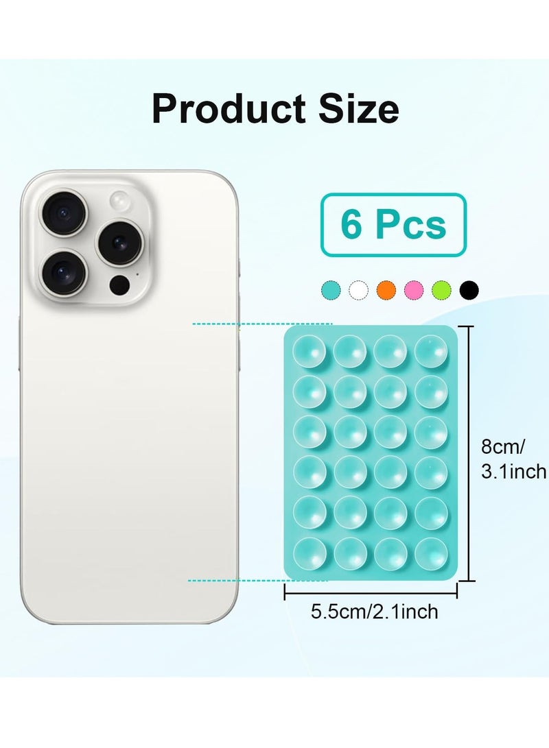 VIUAUAX 6 Pcs Suction Phone Case Mount, Silicone Adhesive Mobile Phone Accessory Holder, Fidget Toy Hands-Free Mirror Shower Holder, Sticky Grip for Tiktok Videos and Selfies (6 Colors) - Image 2