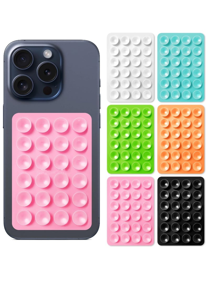 VIUAUAX 6 Pcs Suction Phone Case Mount, Silicone Adhesive Mobile Phone Accessory Holder, Fidget Toy Hands-Free Mirror Shower Holder, Sticky Grip for Tiktok Videos and Selfies (6 Colors) - Image 1
