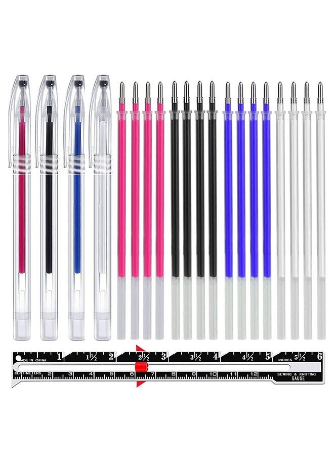 4 Pcs Heat Pens Heat Erasable Pens Fabric Marking Pens, Auto-Vanishing Pen Sewing Pens, Erasable Fabric Pens with 16 Pieces Replaceable Pen Refills (Colorful) - Image 1
