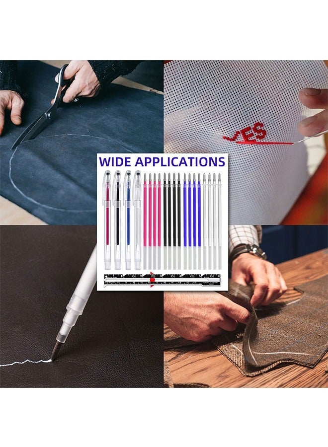 4 Pcs Heat Pens Heat Erasable Pens Fabric Marking Pens, Auto-Vanishing Pen Sewing Pens, Erasable Fabric Pens with 16 Pieces Replaceable Pen Refills (Colorful) - Image 4