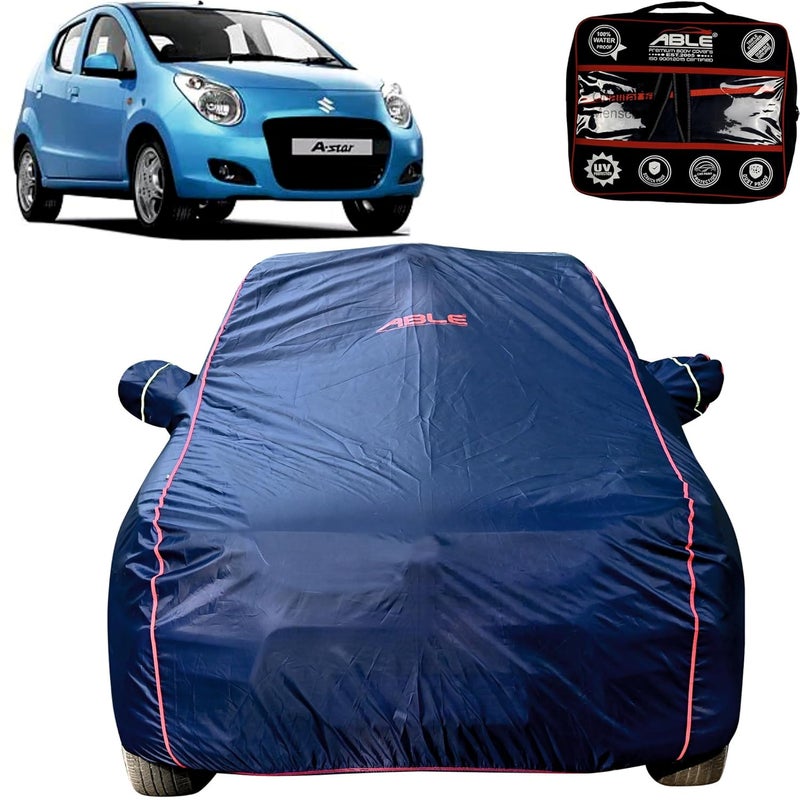Able Parashuit Blue WR Series Car Body Cover with Mirror Pockets and Driver Door Zipper Compatible for Maruti A-Star (2012 to 2014 Model) - Image 1