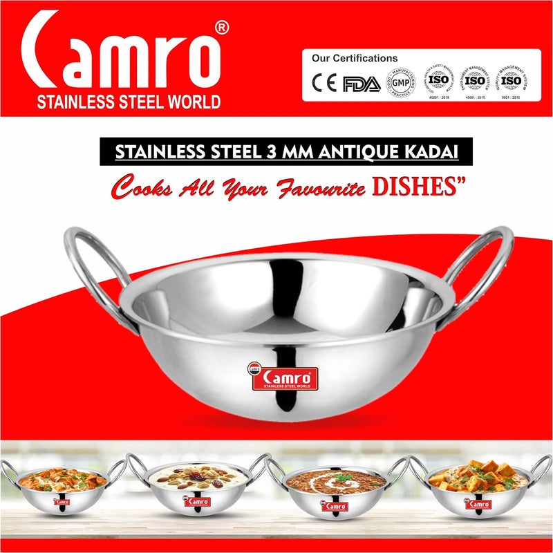 Camro CamroRound Heavy Bottom Kadhai 15 No 4 Liters Gas Stove Compatible Dishwasher Safe DryVeg Hold Handles Induction Friendly Gas Ready 6Year Warranty 15Years of Innovation and Quality  - Image 4