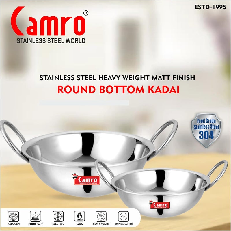 Camro CamroRound Heavy Bottom Kadhai 15 No 4 Liters Gas Stove Compatible Dishwasher Safe DryVeg Hold Handles Induction Friendly Gas Ready 6Year Warranty 15Years of Innovation and Quality  - Image 5