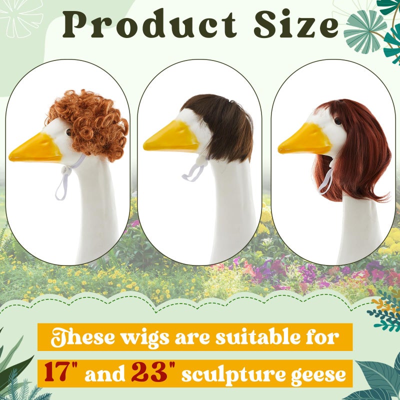 Dansydaisy 3 Pcs Easter Porch Goose Wigs, Porch Goose Outfit Suitable for 17 Inch and 23 Inch Statue, Cute Outdoor Statue Accessories, Patio Yard Goosey Wig for Lawn Garden Easter Decoration(Modern) - Image 2