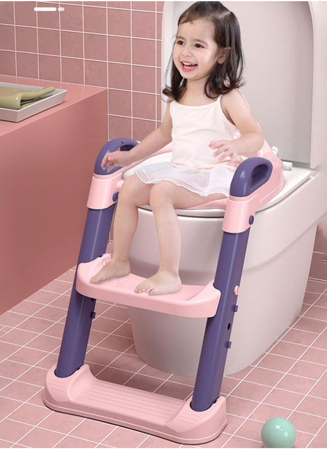 LO.BABY.VE Foldable Toilet Training Seat With Adjustable Step Stool Ladder 