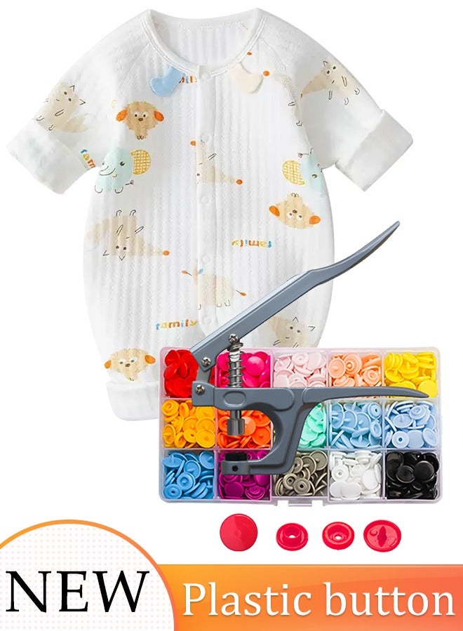 Package Include: These 15pcs plastic snaps set included 1 snap plier，15colors button, each 10 sets, bright and vibrant. They are well organized in a plastic box, also included professional snap plier set to help your work done better  - Image 1