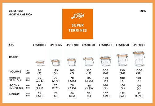 Le Parfait Super Terrine - 1L French Glass Canning Jar w/Straight Body, Airtight Rubber Seal & Glass Lid, 32oz/Quart (Single Jar) - Image 4