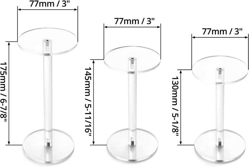 QWORK Round Acrylic Display Stand, Premium Clear Round Riser Stands, Set of 3 - Image 2