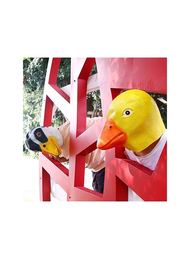 Loquat Duck Head Mask for Adult  Deluxe Latex Animal Mask Novelty Duck Bill Costume (Yellow)  - Image 2