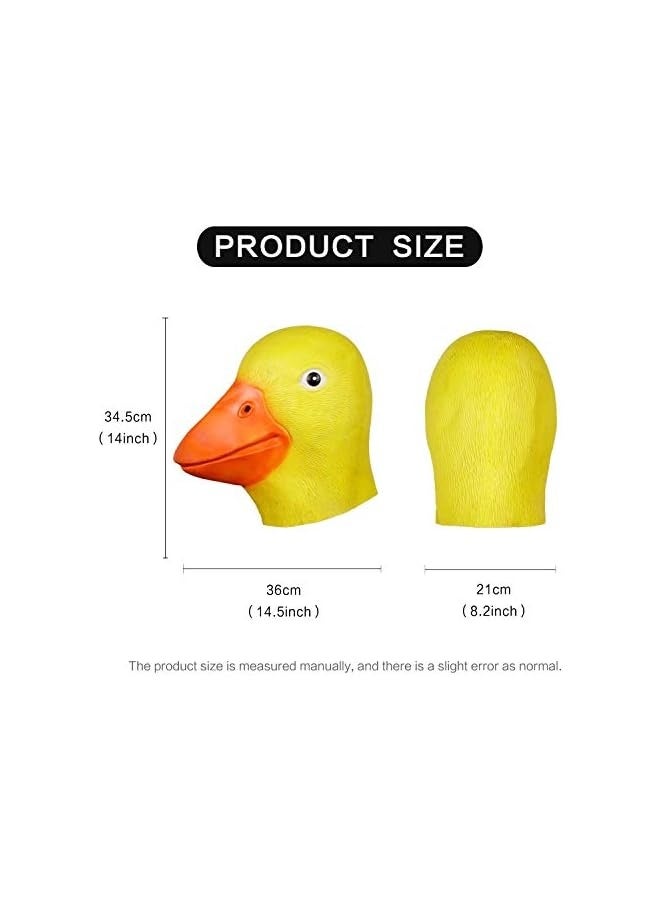Loquat Duck Head Mask for Adult  Deluxe Latex Animal Mask Novelty Duck Bill Costume (Yellow)  - Image 3