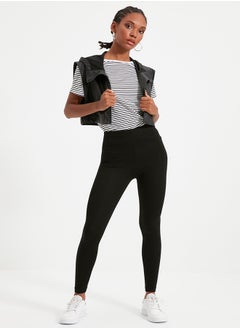 trendyol Black High Waist Inner Raised Stretch Knit Leggings TWOAW20TA0079  - Image 2