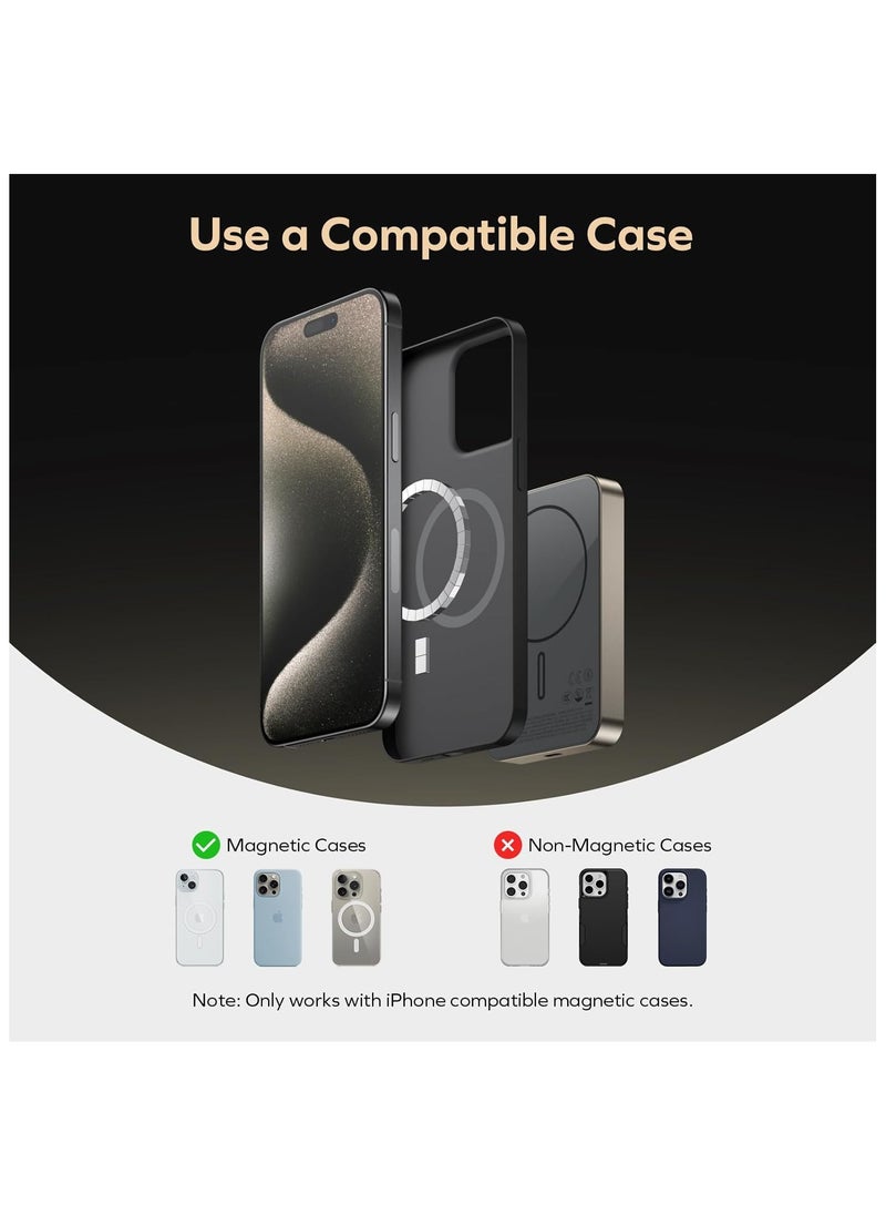 Momax - MOMAX Magnetic Power Bank 10000mAh, Wireless Portable Charger, 20W Fast Charging Battery Pack, Compatible with Magsafe, iPhone 15/14/13/12 Series, USB C Charging Cable Included - Image 1