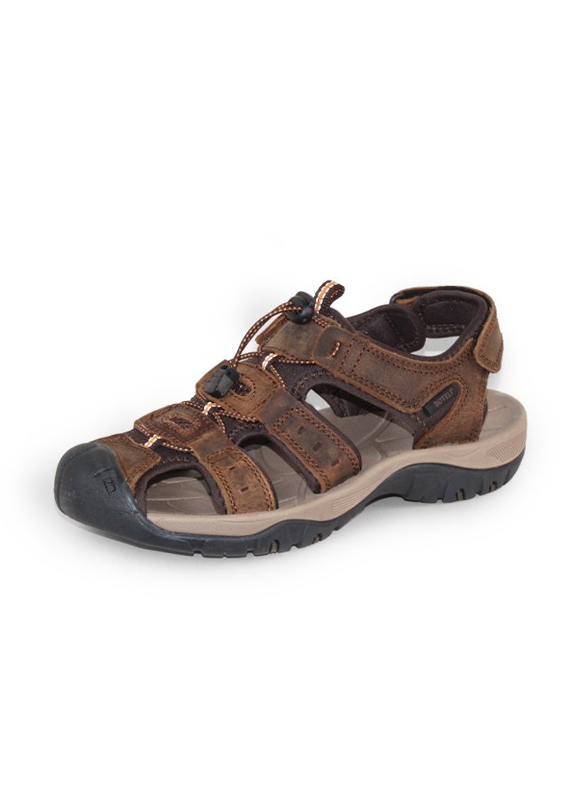 BOTELI Men's Genuine Leather Closed Toe Hiking Sandals Adjustable Quick Drawstring 
Strap Non-Slip Thick Cushioned Sole Outdoor Trekking Beach Water Shoes - Image 2