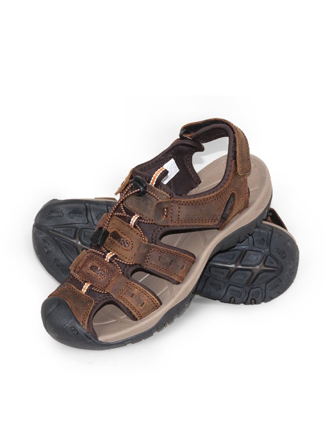 BOTELI Men's Genuine Leather Closed Toe Hiking Sandals Adjustable Quick Drawstring 
Strap Non-Slip Thick Cushioned Sole Outdoor Trekking Beach Water Shoes - Image 3
