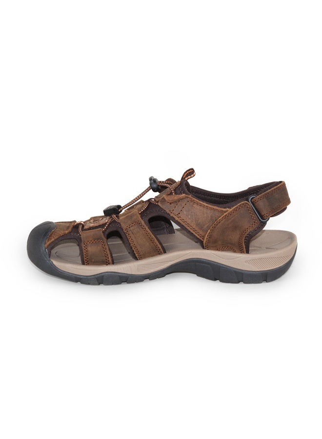 BOTELI Men's Genuine Leather Closed Toe Hiking Sandals Adjustable Quick Drawstring 
Strap Non-Slip Thick Cushioned Sole Outdoor Trekking Beach Water Shoes - Image 5