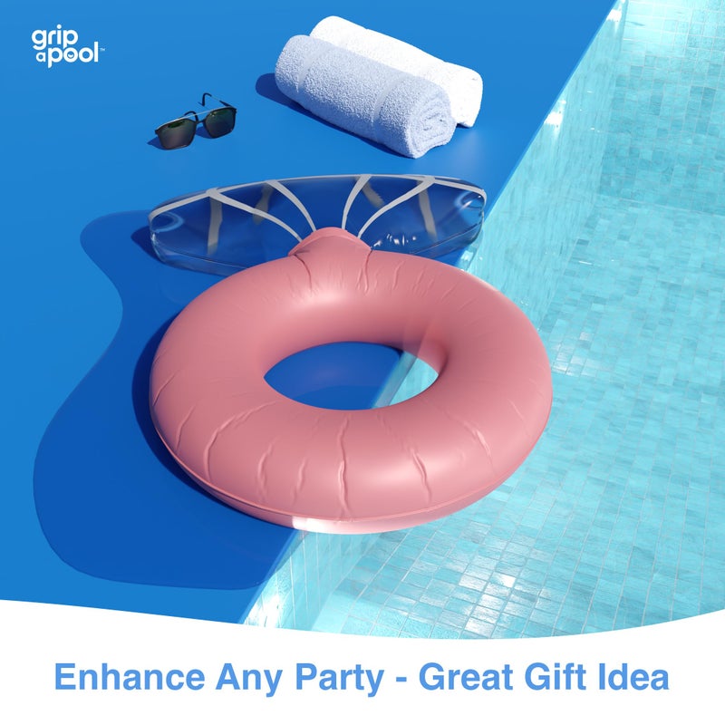 GRIP A POOL تجمع البكالوريوس عائم - ما يقرب من 5 أقدام من الذهب الوردي الخاتم الماس قابلة للتنفاث ، تسبح ، تزيين حفلات البكلوريت للعرائس هدية 36 "حلقة + 20" "الماس (4 أقدام 8in) - Image 5