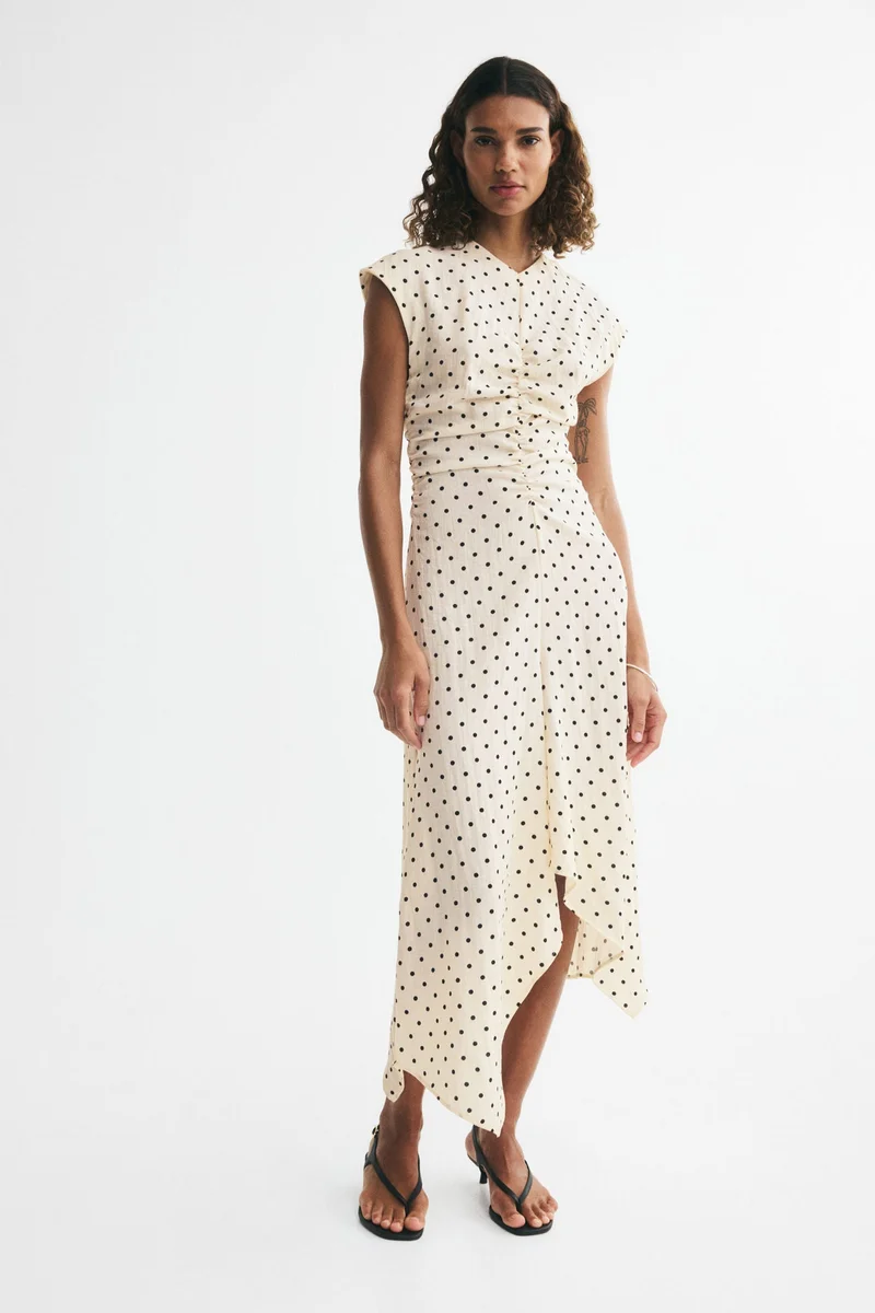 Cap-sleeved handkerchief dress