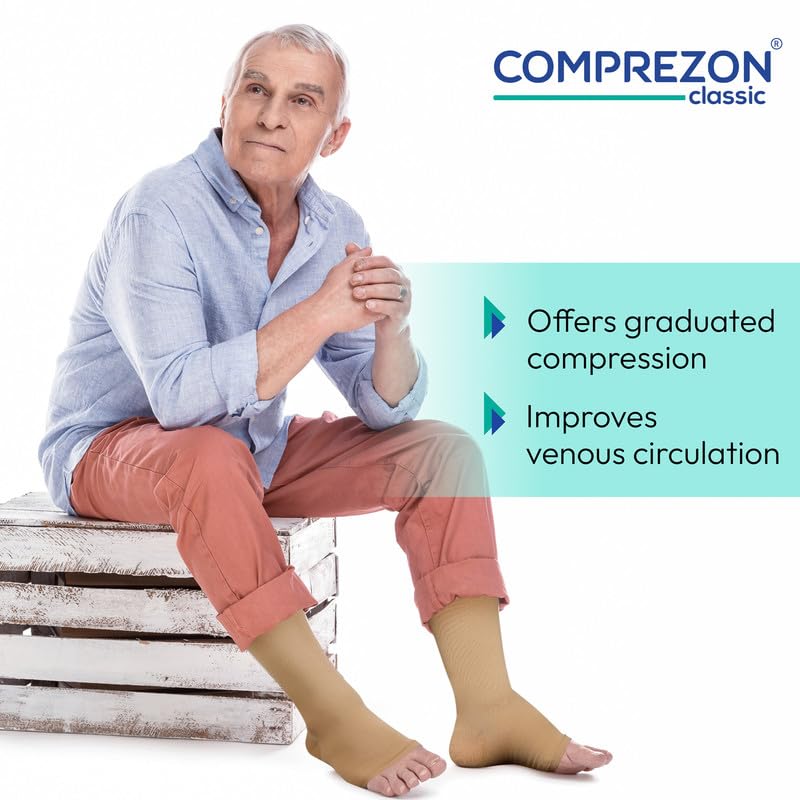 COMPREZON Classic Lycra Medical Compression Stockings | Class 1 Compression | Above Knee Length | Pain Relief & Swelling Reduction | Compression Socks for Men and Women | Varicose Veins Stockings - Image 3