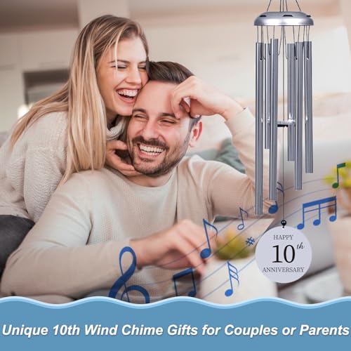 CQNET 10th Wedding Anniversary Tin Gift for Couples Deep Tone Aluminum Wind Chimes for Outside 10 Years of Marriage Keepsake Decor for Wife Husband 26 Inch - Image 3