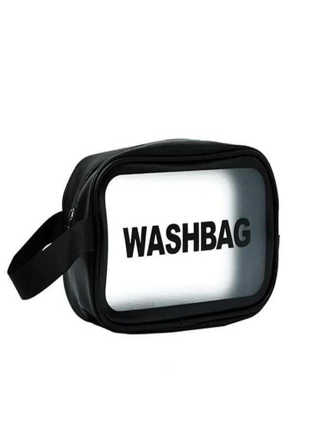 WISHBONE WASH Bag SClear Toiletry Bag, Wash Make Up Bag PVC Waterproof Zippered Cosmetic Bag, Portable Carry Pouch for Women Men