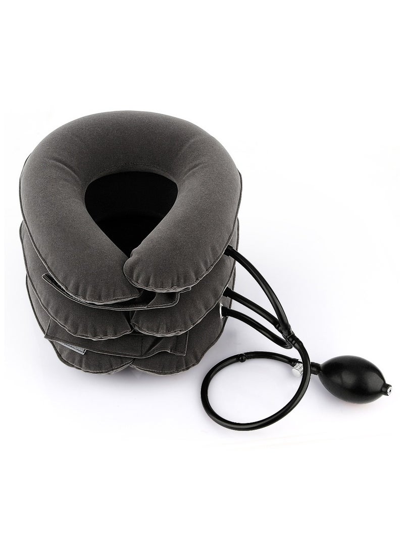 general 3 layers flocked inflatable neck guard portable cervical traction instrument inflatable neck guard cervical spine stretcher neck brace - Image 4