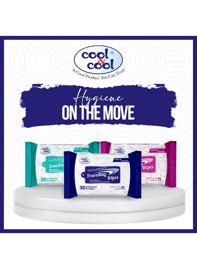 كول اند كول كوول آند كوول مناديل مبللة مضادة للبكتيريا للسفر - 30 منديل - Image 5