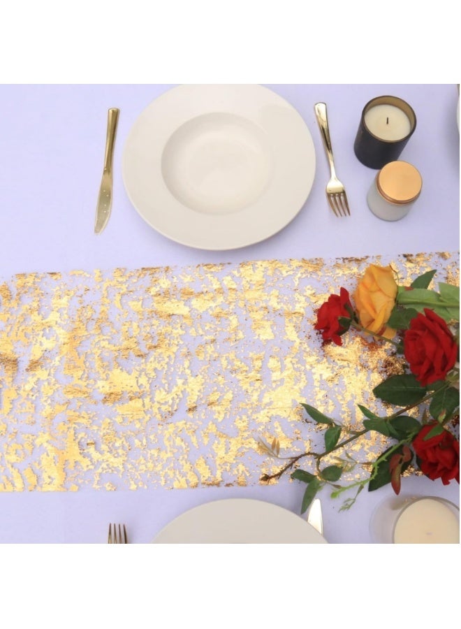 أجناس 2 قطعة من مفرش المائدة الذهبي، مفرش معدني رفيع مزين بالترتر اللامع، مقاس 11 بوصة × 108 بوصة، زينة ذهبية للمائدة لحفلات المناسبات، حفلات الزفاف، حفلات أعياد الميلاد، عيد الميلاد - Image 3