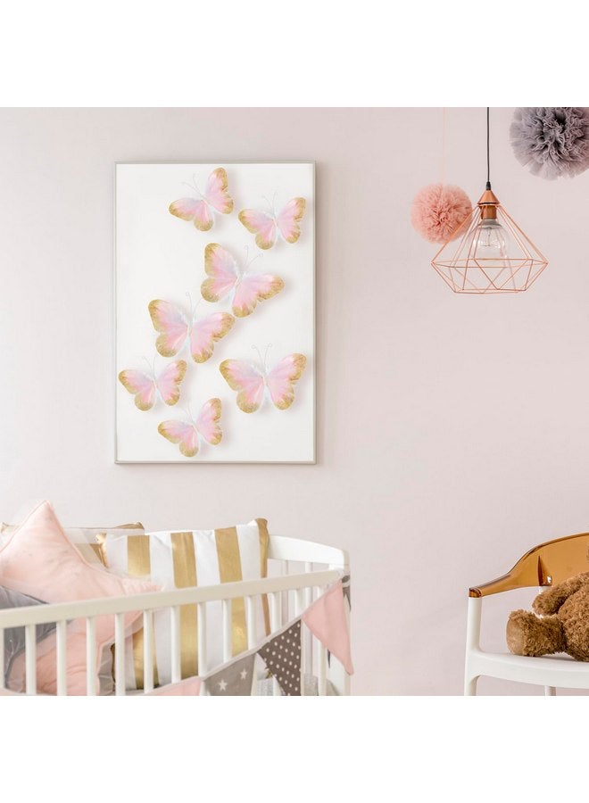 مايتيز 16 قطعة من ملصقات الحائط على شكل فراشة ثلاثية الأبعاد من الريش الذهبي اللامع لتزيين الغرف والمكاتب وغرف النوم والحمامات وغرف المعيشة (وردي فاتح) - Image 3