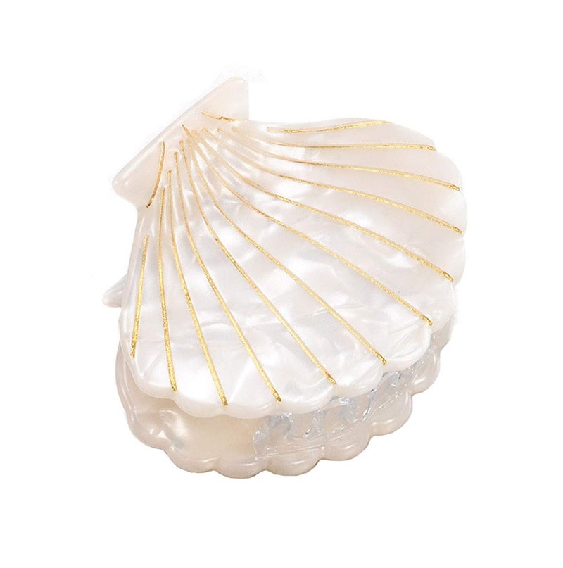 Suoirblss Shell Jaw Clip Hair Claw Clip Clamps Resin Hair Clips Marble Pattern Hairpins Hair Accessories for women Styling Hairdressing (White) - Image 1