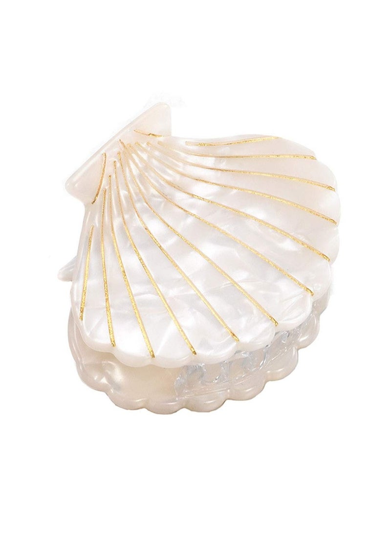 Suoirblss Shell Jaw Clip Hair Claw Clip Clamps Resin Hair Clips Marble Pattern Hairpins Hair Accessories for women Styling Hairdressing (White)  - Image 1