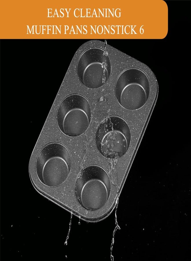 Walooza Muffin Cupcake Pan, Muffin Tins Nonstick 6, Muffin Top Cookie Cheese Cake Pan for Baking, Toast Oven Baking Supplies Small Cake Pans Muffin Cups Non Stick - Image 4
