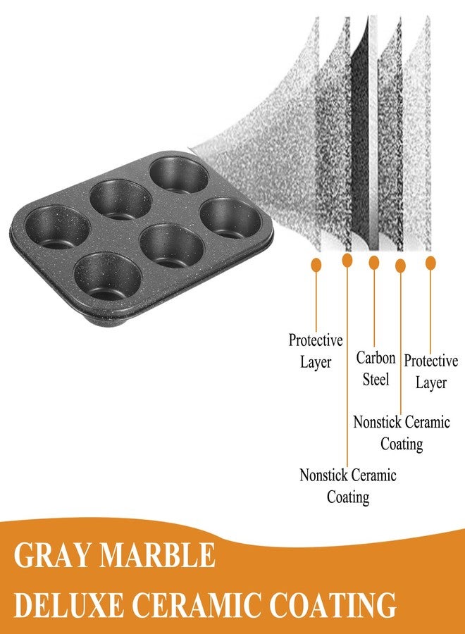 Walooza Muffin Cupcake Pan, Muffin Tins Nonstick 6, Muffin Top Cookie Cheese Cake Pan for Baking, Toast Oven Baking Supplies Small Cake Pans Muffin Cups Non Stick - Image 2