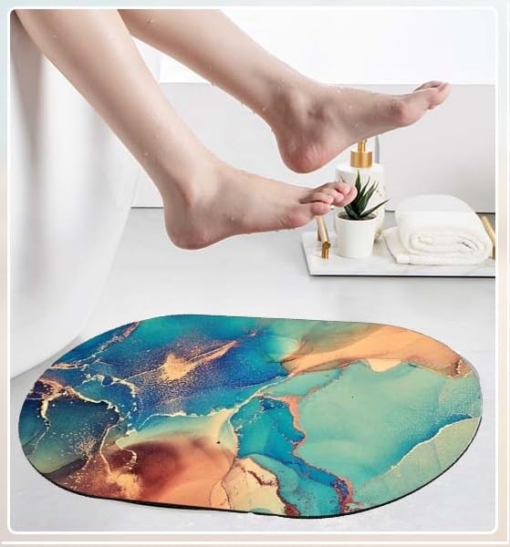 YEIPIS Oval Floor Bath mat, Simple Soft Non-Slip Absorbent Quick Drying Bath mat, Machine Washable Shower Carpet for Home Kitchen Bathroom, Kitchen Area Rugs, Laundry, bedrooom, Shower, Indoor mat - Image 2
