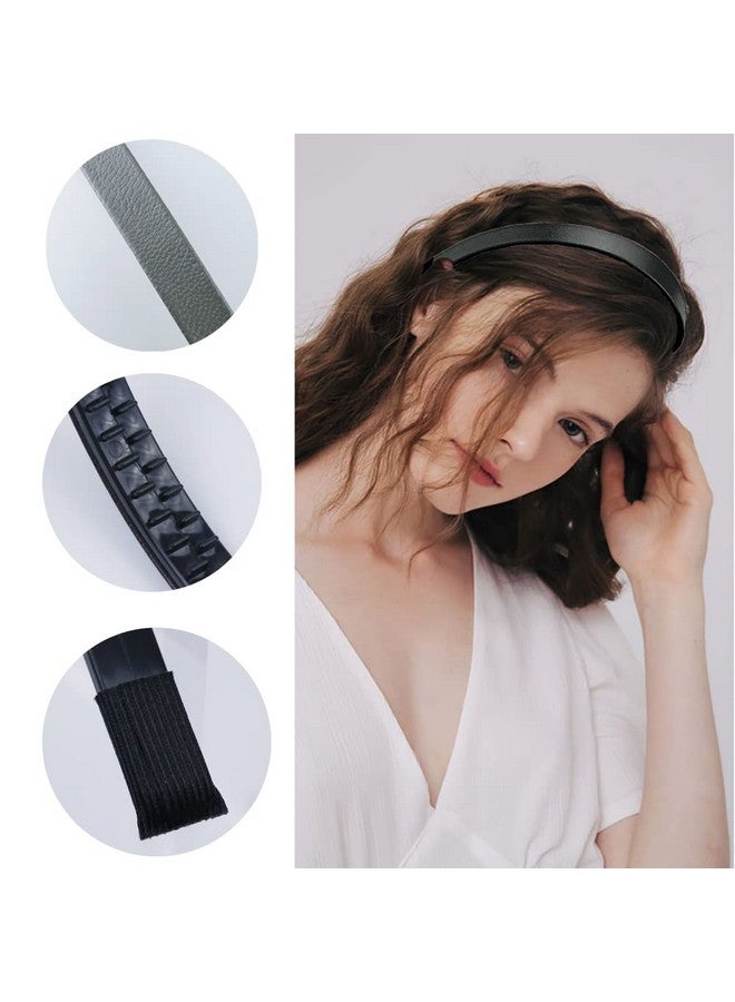 LAPOHI Apohi 6 Pieces Leather Headbands Skinny Leather Headbands For Women Simply Headbands With Teeth Leather Covered Hair Hoop For Women Girls - Image 4