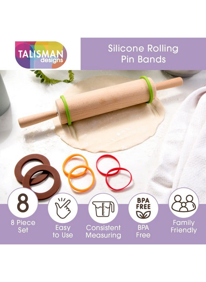Talisman Designs Silicone Rolling Pin Bands | 8 Piece Set | Ensure Dough Thickness | Baking Accessories | Rolling Pin Rings | Bands for Rolling Pin | Rolling Pin Thickness Rings - Image 4
