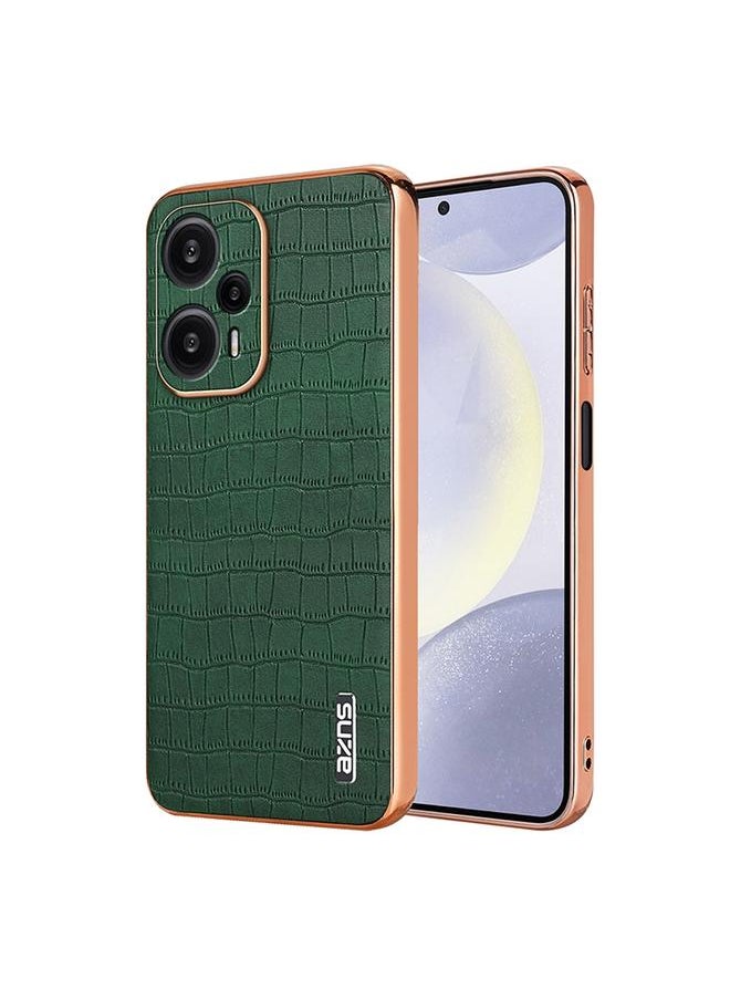 Zaboon - For Redmi Note 12 Turbo AZNS Electroplated Frame Crocodile Texture Full Coverage Phone Case(Green) - Image 1