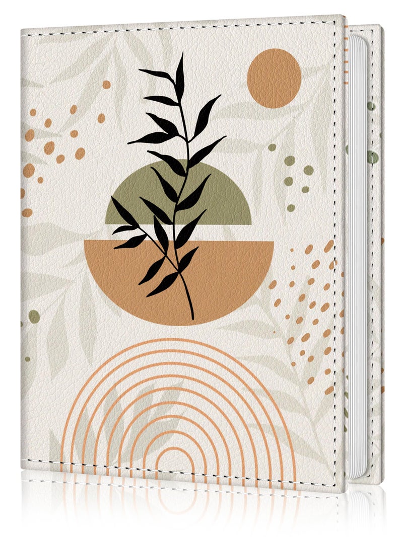 Lebrocoli Photo Album 4x6  56 Pockets Small Picture Book Abstract Leaves Sun  Personalized Large Capacity Mini PU Leather Picture Album Gift for Family Graduation Wedding Travel - Image 1