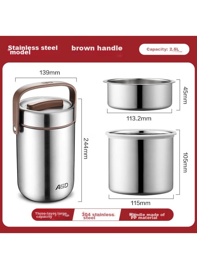 Asd Insulated Lunch Box, Vacuum Insulated Pot, 304 Stainless Steel Vacuum Insulated Container, Portable Insulated Bento Box, 2.5l - Image 3