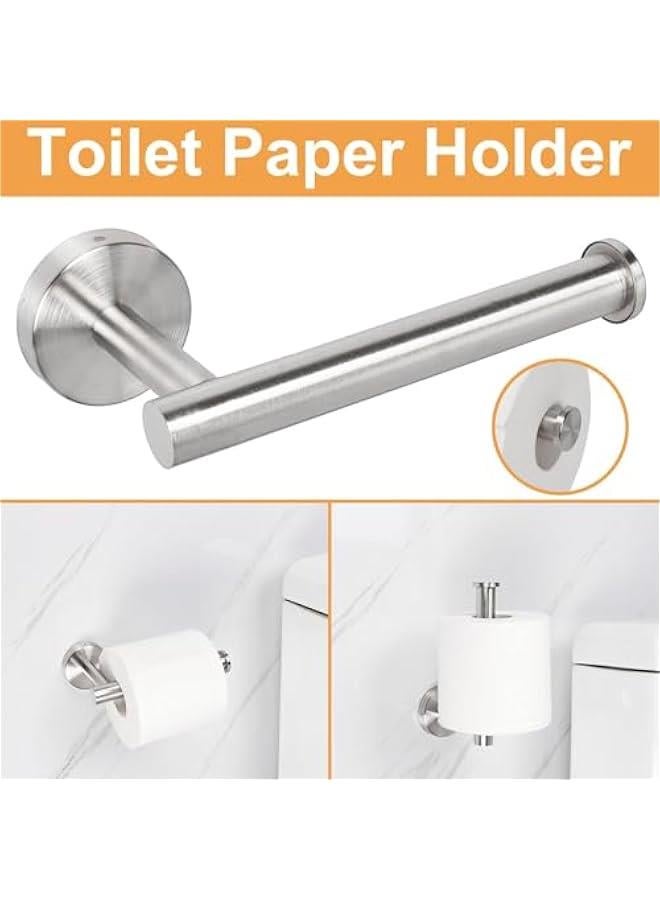 HOOKOR 5 pcs Bathroom Hardware Set, Thick Stainless Steel Bath Towel Bar Set Including Towel Rack for Bathroom+Toilet Paper Holder+3 Robe Towel Hooks Wall Mount (Brushed Nickel)  - Image 4
