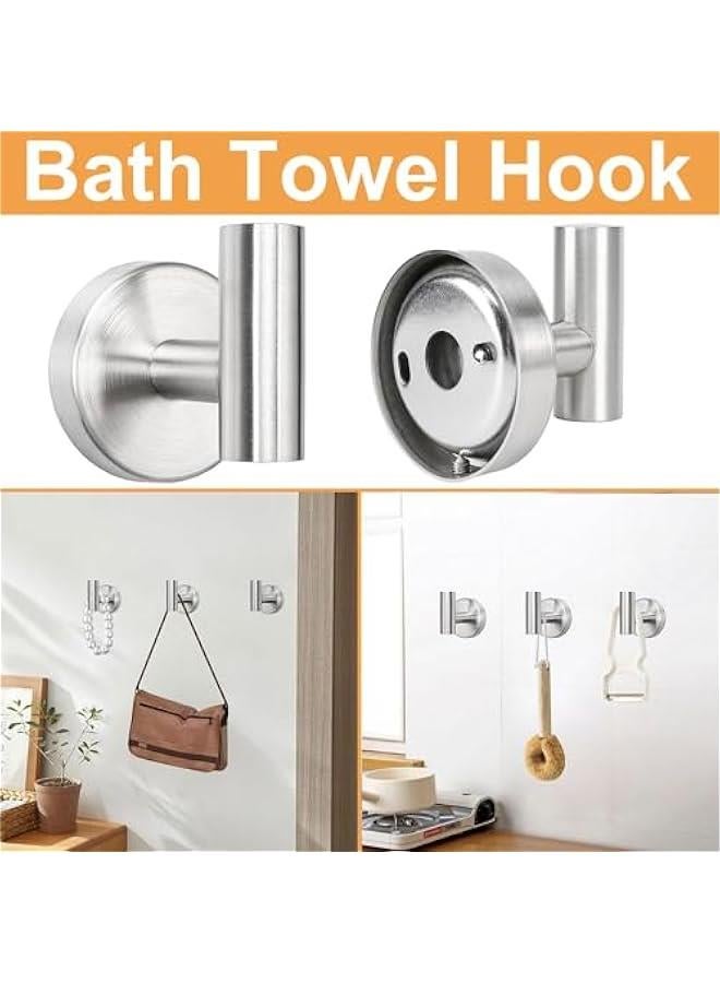HOOKOR 5 pcs Bathroom Hardware Set, Thick Stainless Steel Bath Towel Bar Set Including Towel Rack for Bathroom+Toilet Paper Holder+3 Robe Towel Hooks Wall Mount (Brushed Nickel)  - Image 5